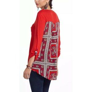Anthropologie Porridge Whimsy Motifs Top Red